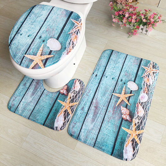 3pcs Bathroom Mat Set Home Decor - Ocean Style3