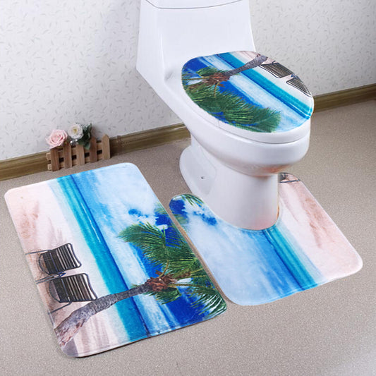 3pcs Bathroom Mat Set Home Decor - Ocean Style5