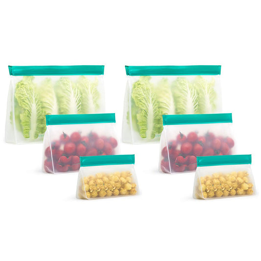6 X Reusable Ziplock Leakproof Snack Bags