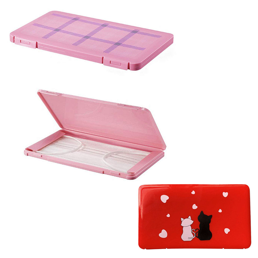 2pcs Health Face Mask Storage Boxs-Pink and Red