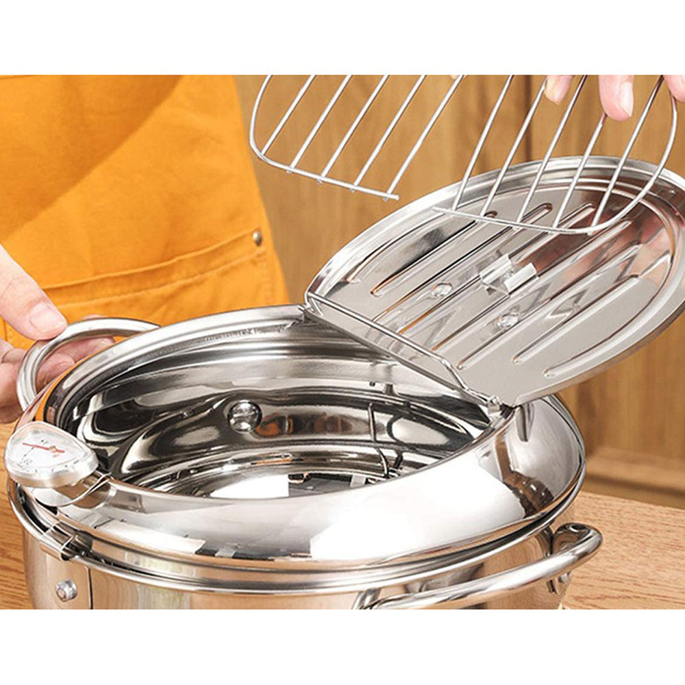 Stainless Steel Deep Fryer Pot with Temperature Control Kitchen Tools Kitchenware