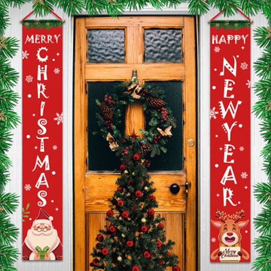1Pair Christmas Porch Signs Christmas Door Couplet Banner