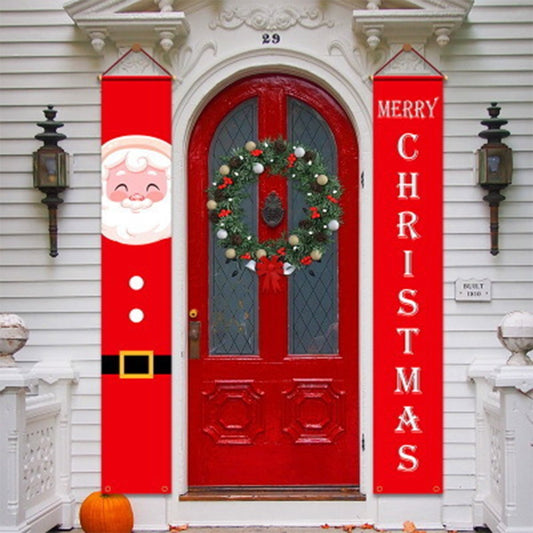 1Pair Christmas Porch Signs Christmas Door Couplet Banner