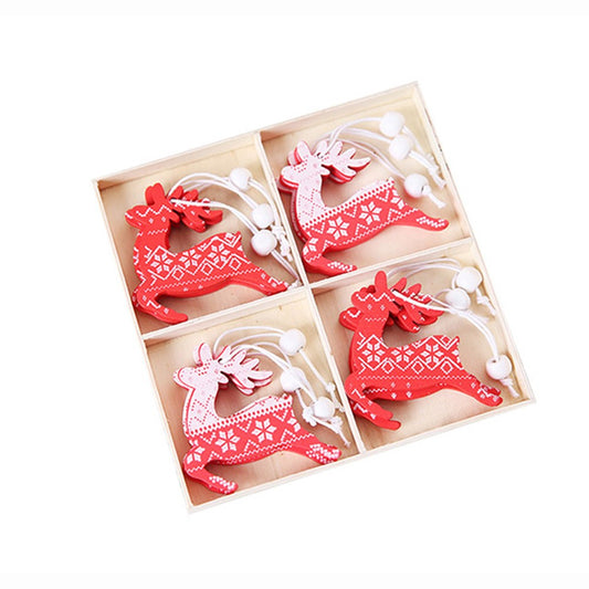 1Box 12pcs Christmas Tree Ornaments with Wooden Box