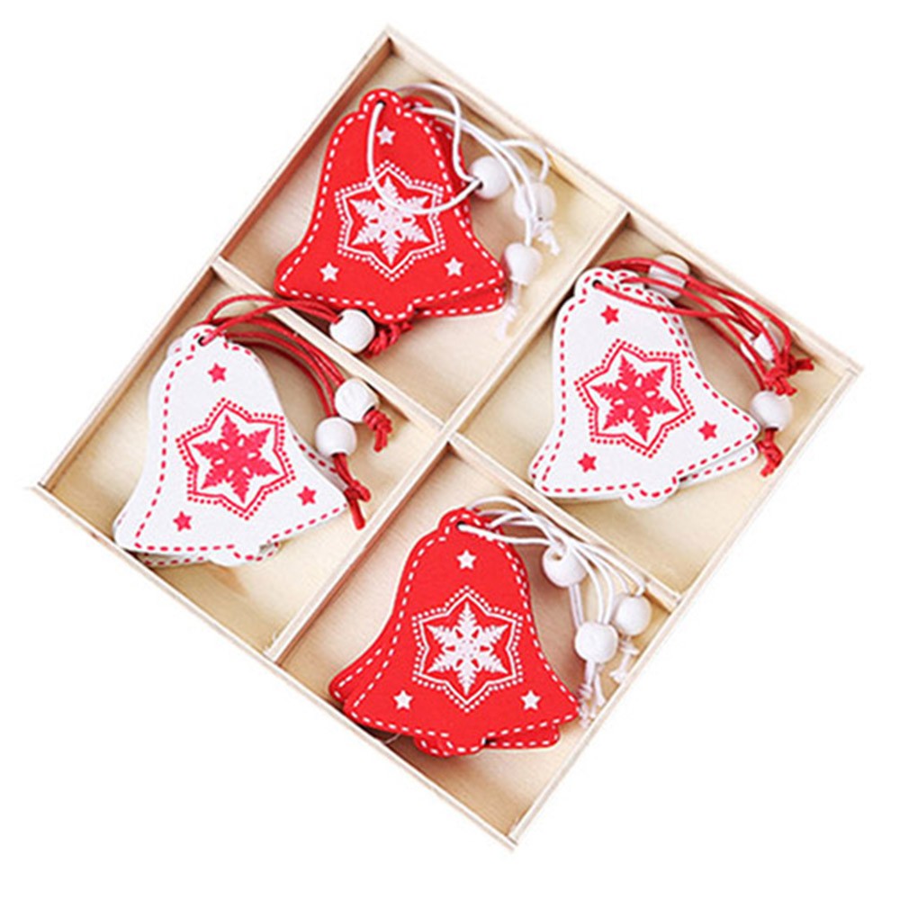 1Box 12pcs Christmas Tree Ornaments with Wooden Box