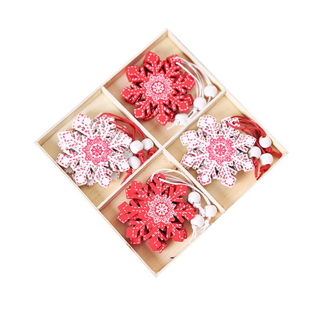 1Box 12pcs Christmas Tree Ornaments with Wooden Box