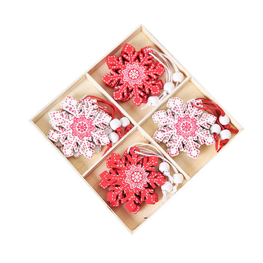 1Box 12pcs Christmas Tree Ornaments with Wooden Box