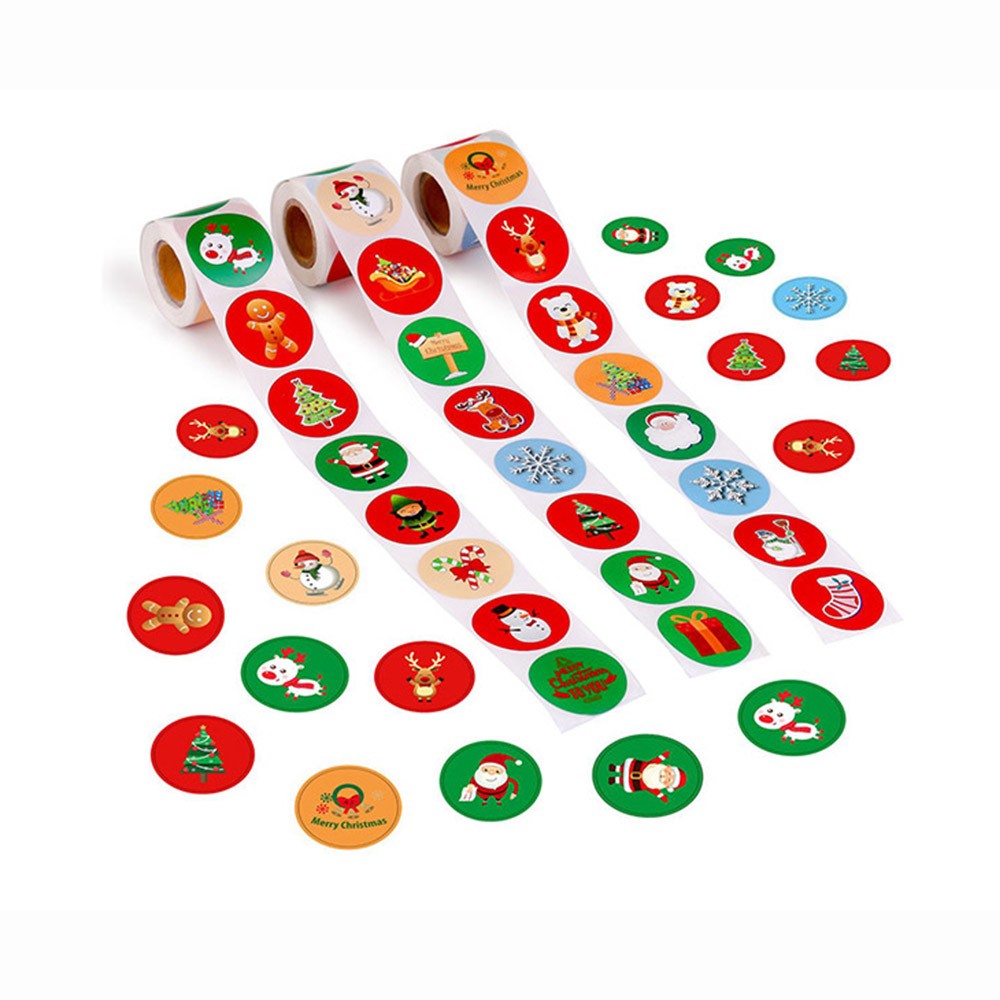 2Rolls 1000pcs Christmas Tag Sticker Adhesive Tag Label Stickers