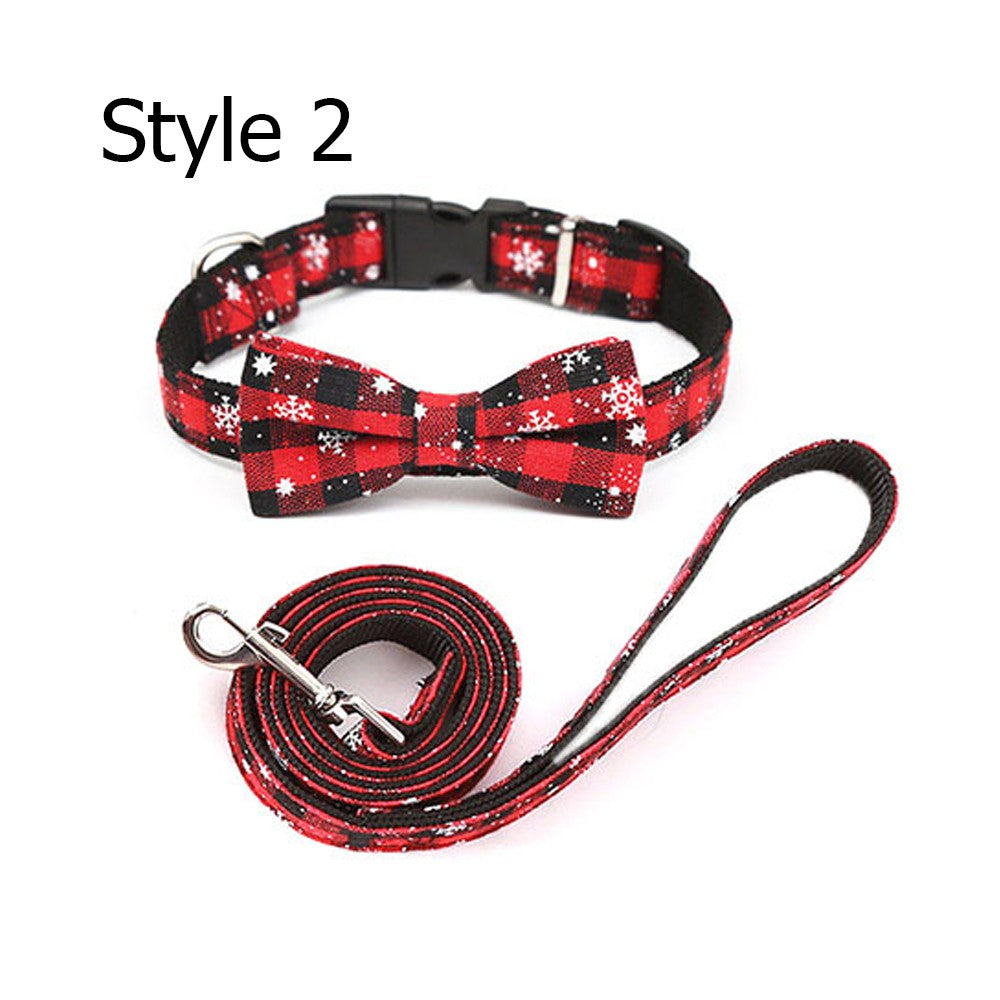 Christmas Xmas Pet Collar with Leash