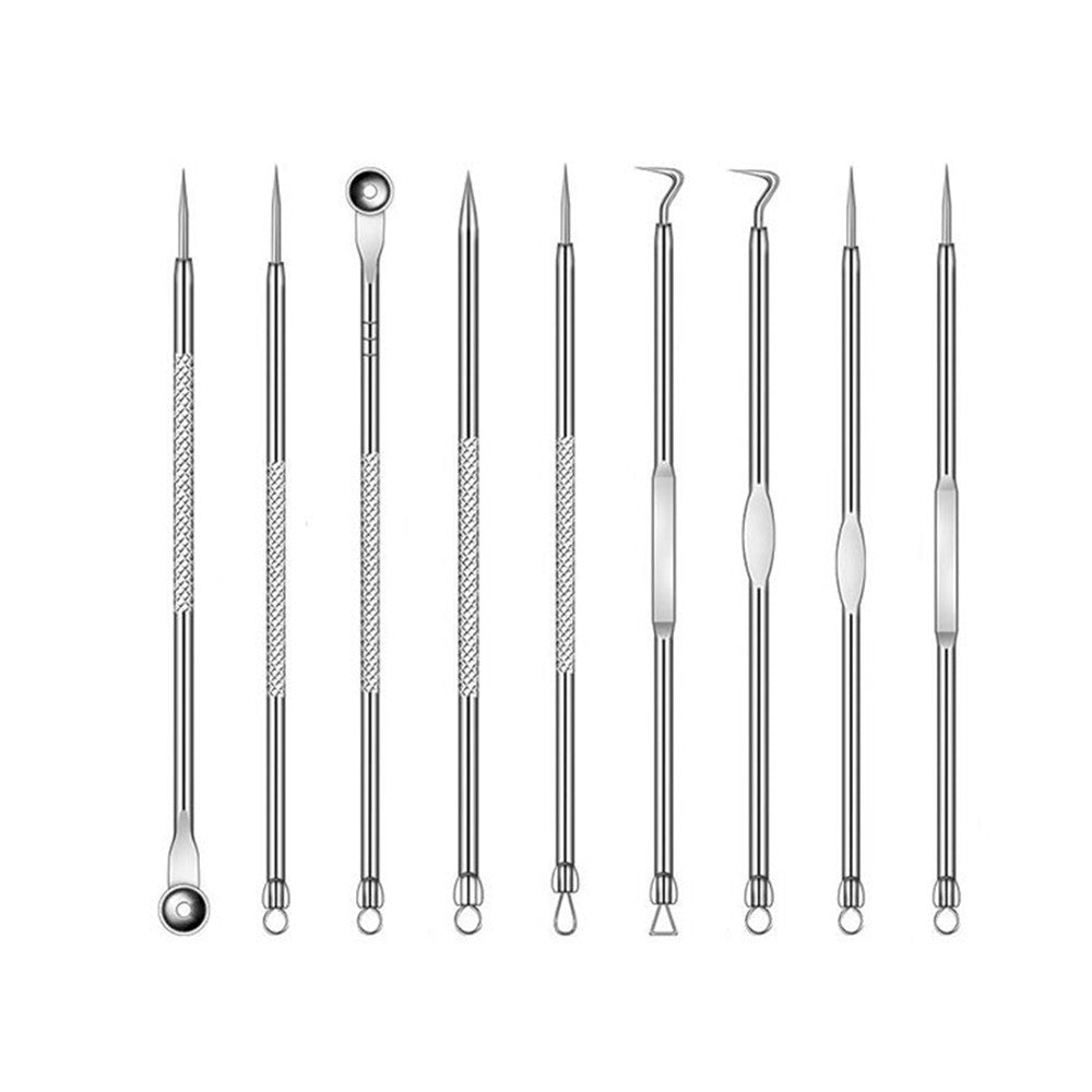 1 X Set of 9Pcs Dual Head Blackhead Remover Tool