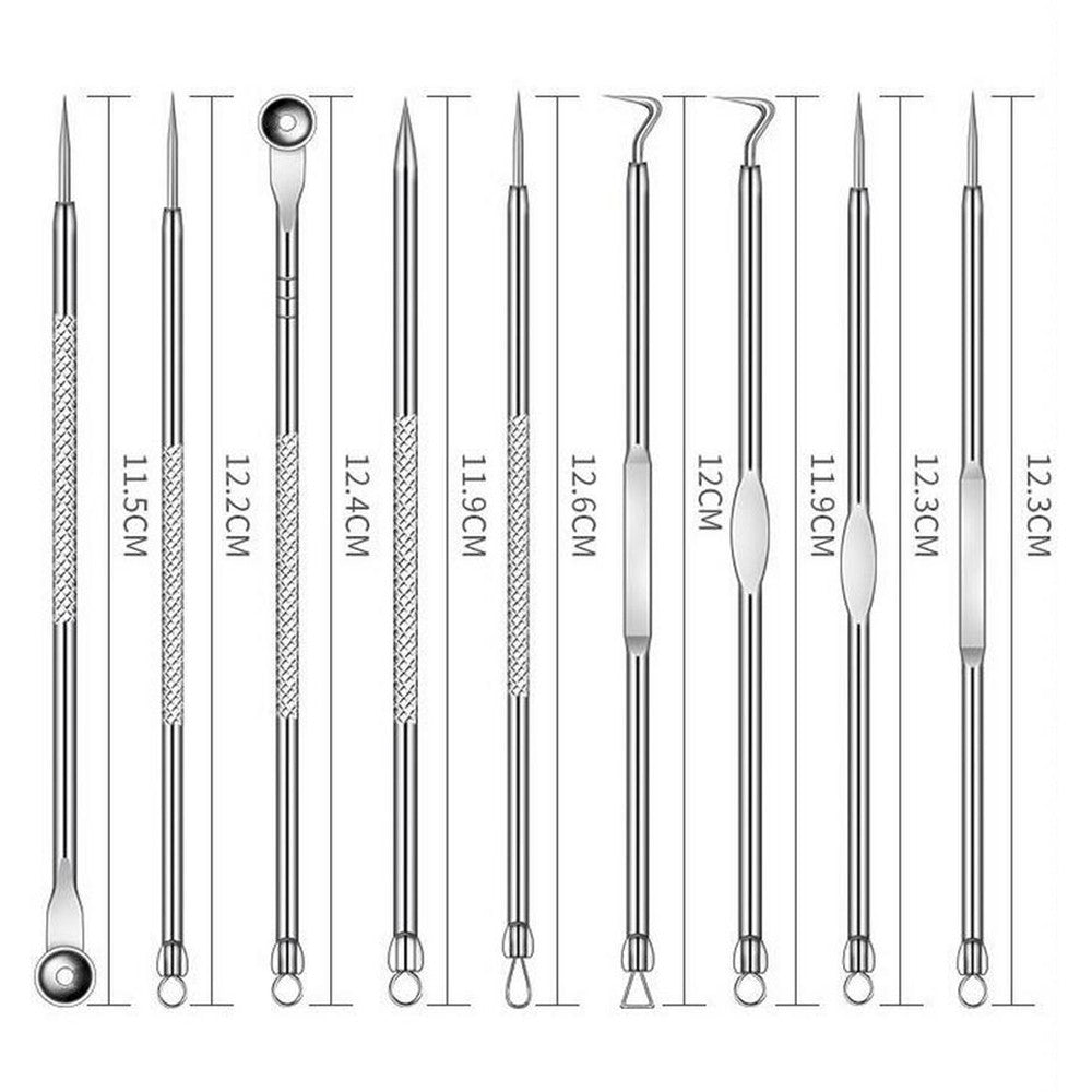 1 X Set of 9Pcs Dual Head Blackhead Remover Tool