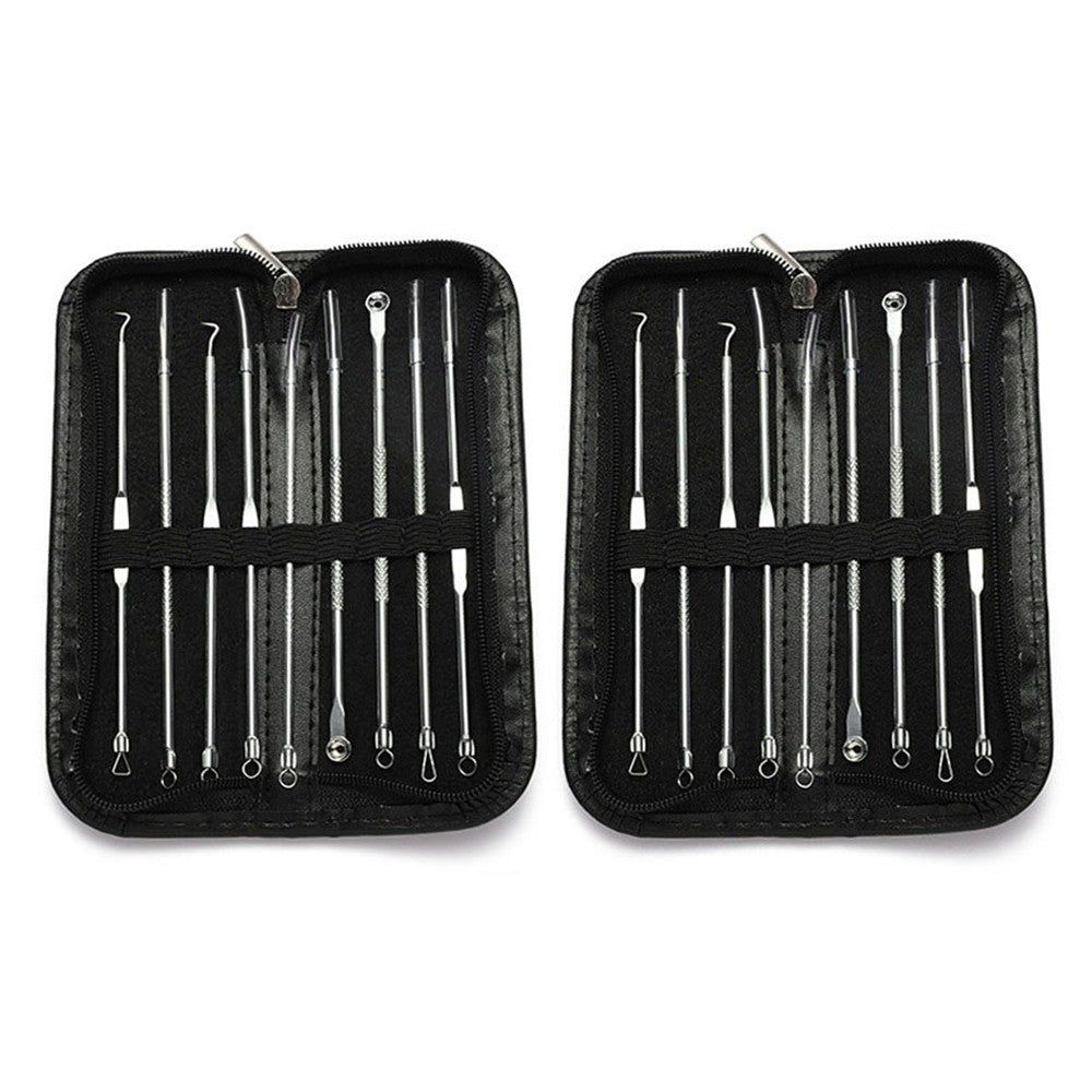2 X Set of 9Pcs Dual Head Blackhead Remover Tool