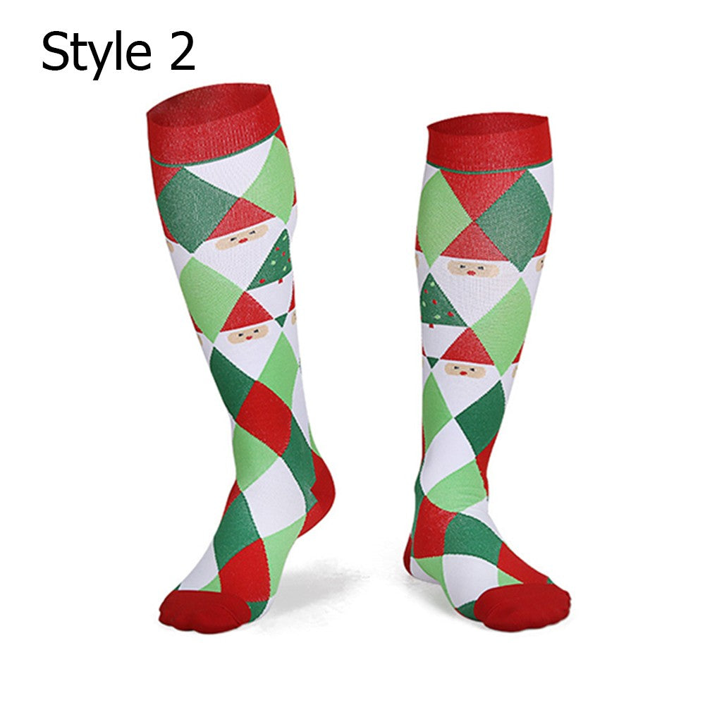3 X Christmas Themed Knee-Length Compression Socks S M Style 1 2 4