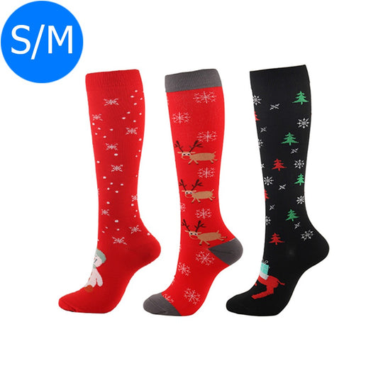 3 X Christmas Themed Knee-Length Compression Socks S M Style 3 5 6