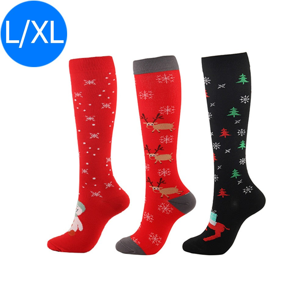 3 X Christmas Themed Knee-Length Compression Socks L XL Style 3 5 6