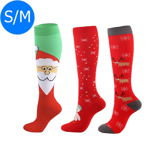 3 X Christmas Themed Knee-Length Compression Socks S M Style 4 3 6