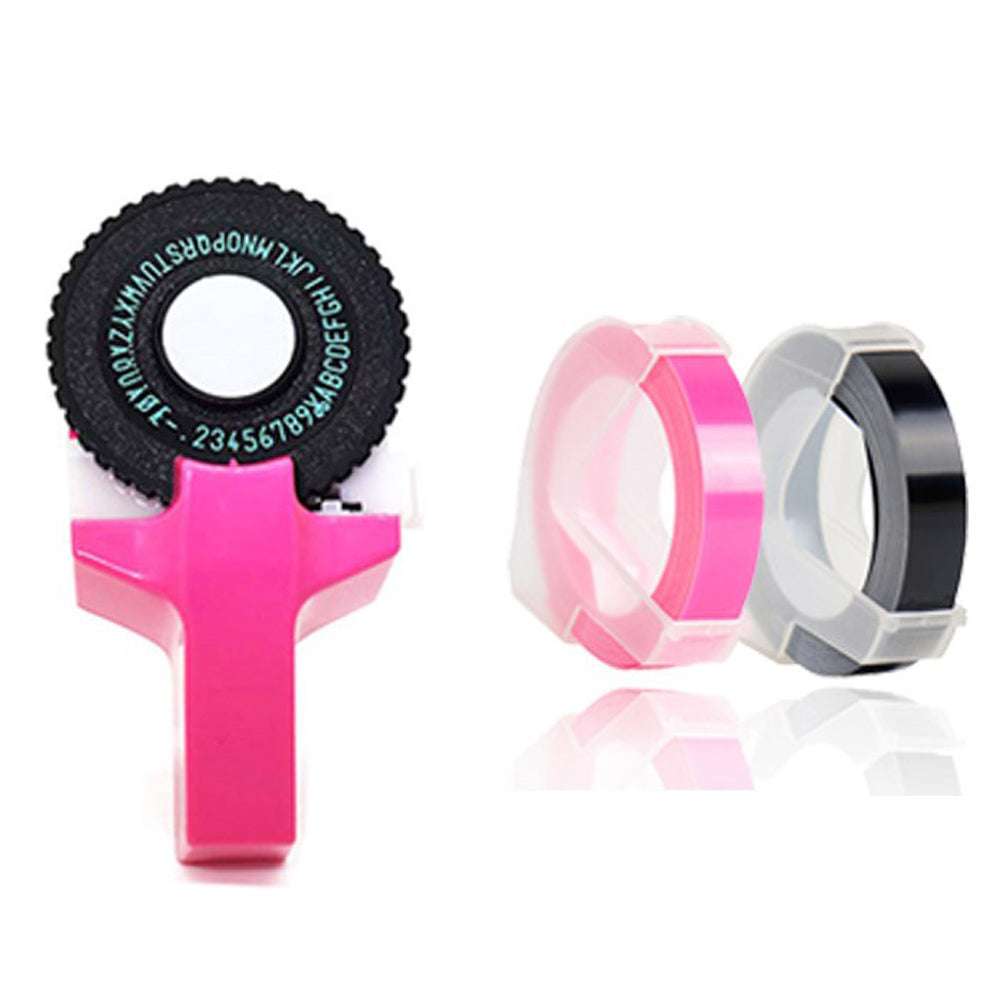 Manual Embossing Label Maker Printer with 2 Rolls Tapes