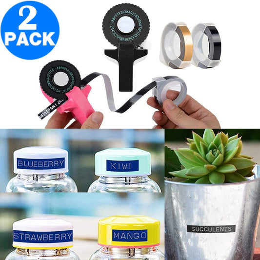 2 X Manual Embossing Label Maker Printer with 4 Rolls Tapes
