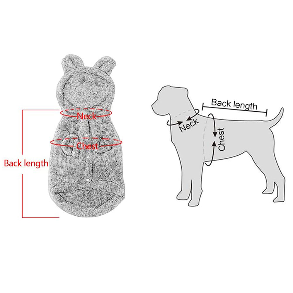 2XL Khaki Pet Plush Hoodie Clothes Winter Warm Cute Ear Design Jumpsuit for Dog Cat