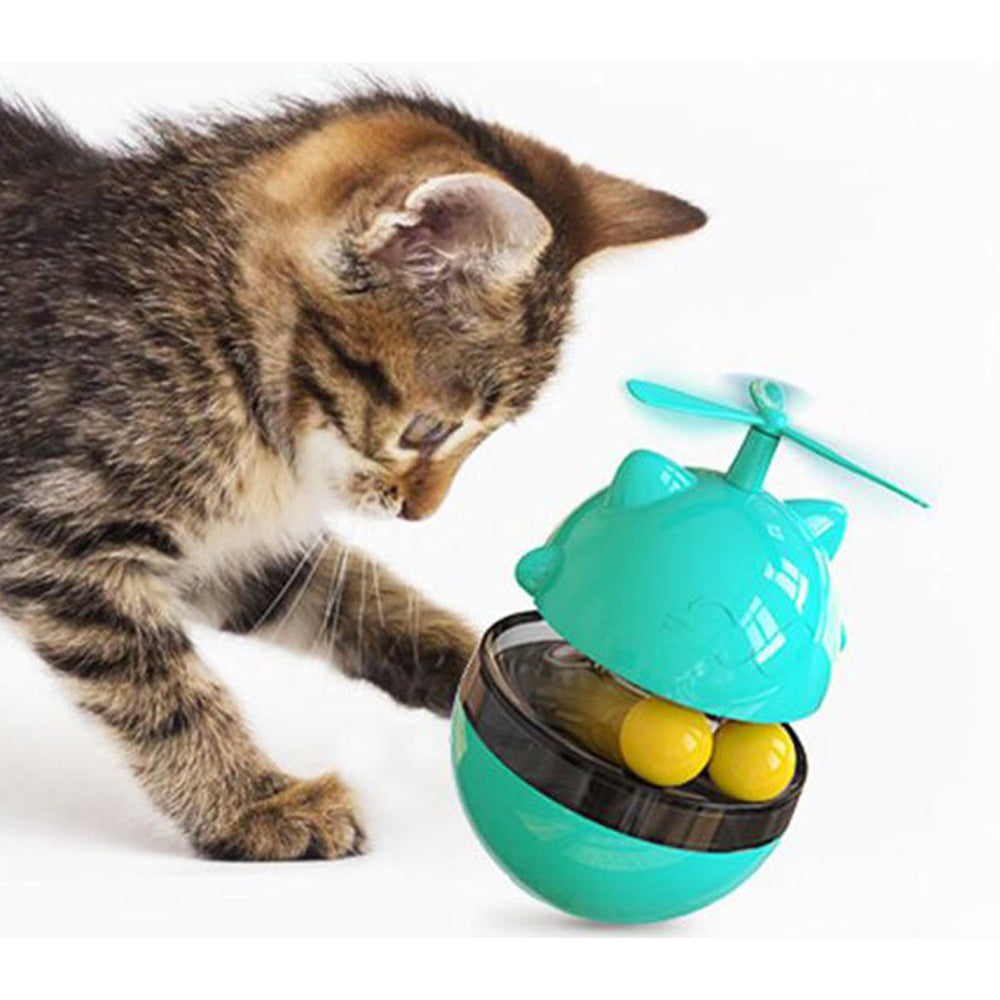 2 X 3 In 1 Cat Tumbler Slow Food Dispenser Toy Blue Yellow