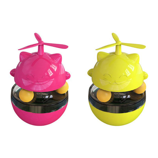 2 X 3 In 1 Cat Tumbler Slow Food Dispenser Toy Pink Yellow