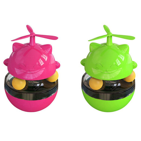 2 X 3 In 1 Cat Tumbler Slow Food Dispenser Toy Pink Green
