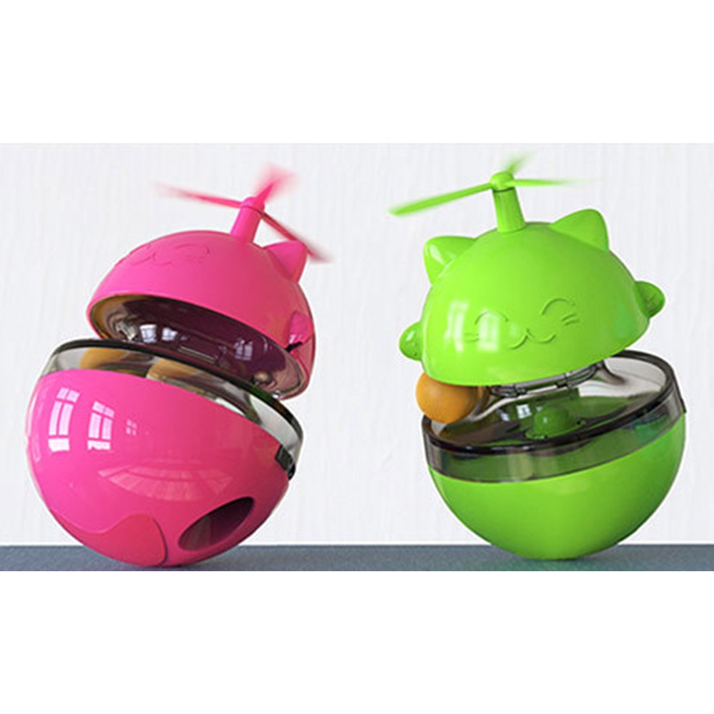 2 X 3 In 1 Cat Tumbler Slow Food Dispenser Toy Pink Green