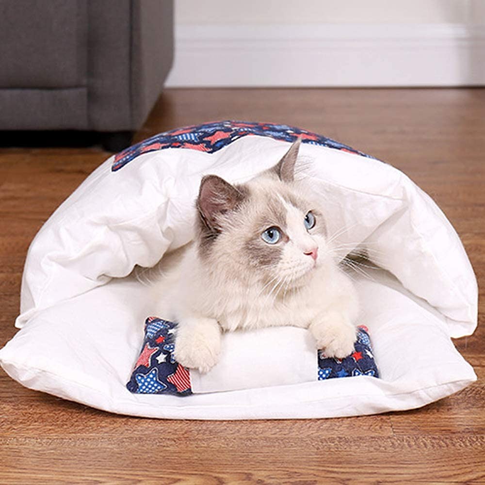 Japanese Style Cat Bed with Pillow Pet Sleeping Bag Style 1 Medium