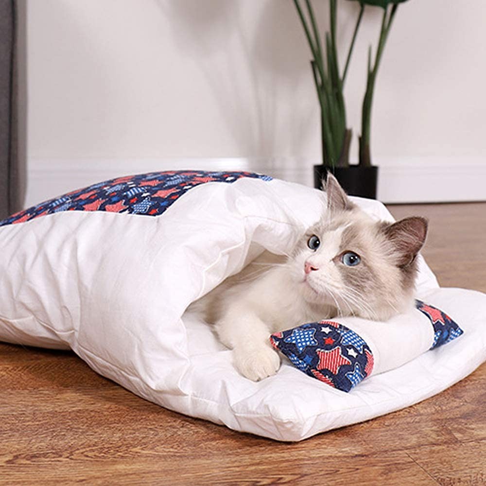 Japanese Style Cat Bed with Pillow Pet Sleeping Bag Style 1 Medium