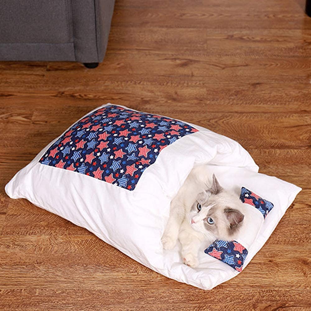 Japanese Style Cat Bed with Pillow Pet Sleeping Bag Style 1 Medium