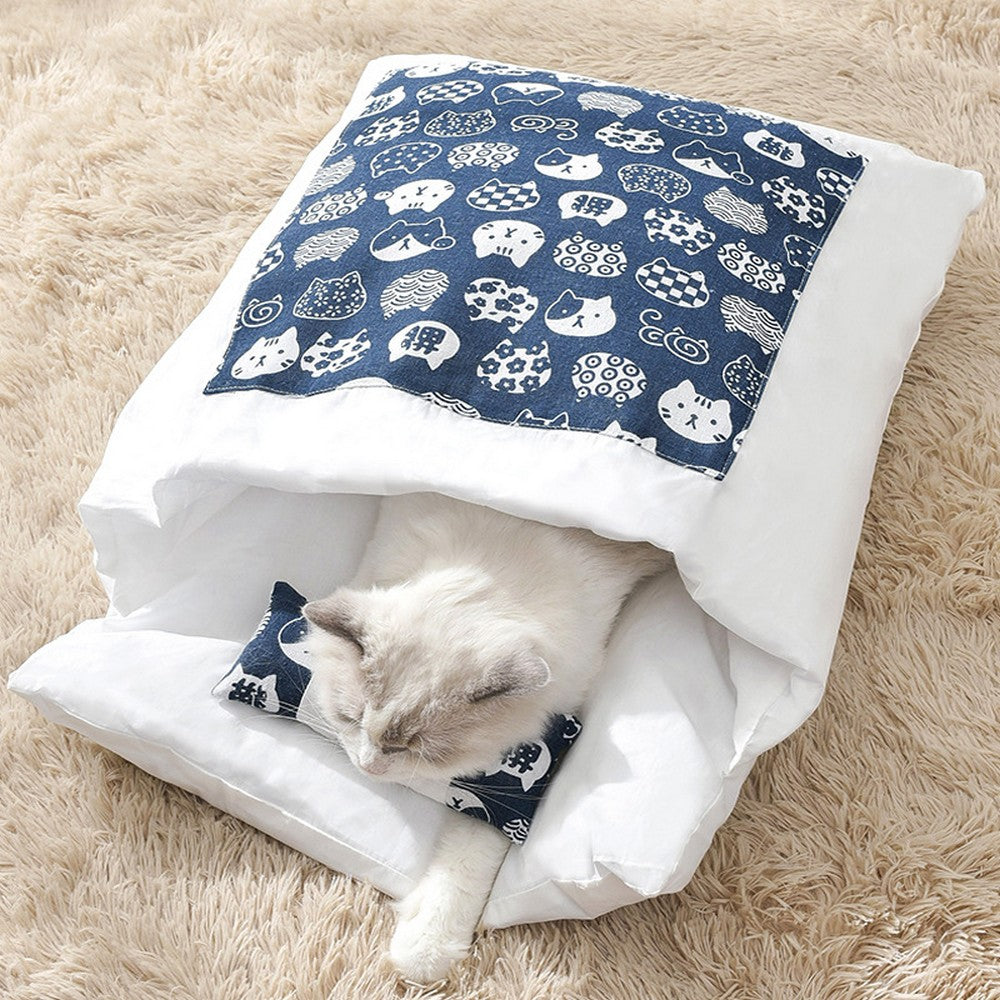 Japanese Style Cat Bed with Pillow Pet Sleeping Bag Style 2 Small