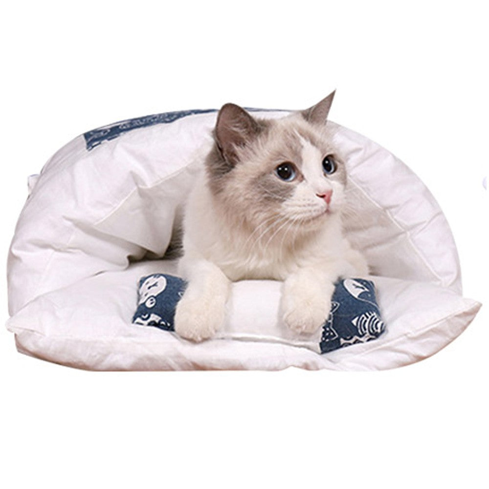 Japanese Style Cat Bed with Pillow Pet Sleeping Bag Style 2 Small