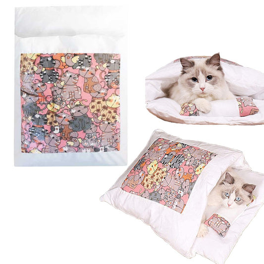 Japanese Style Cat Bed with Pillow Pet Sleeping Bag Style 3 Small