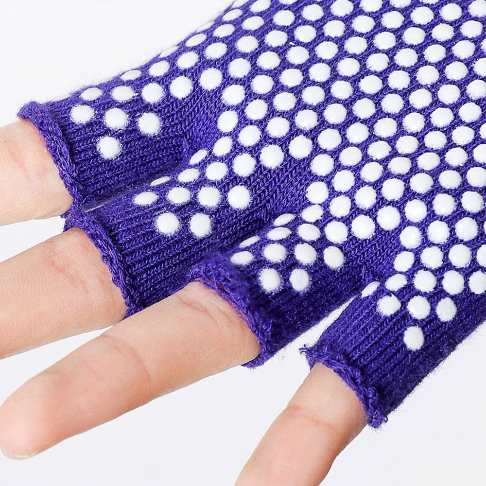 Two Pairs of Unisex Yoga Pilates Finger Exercise Grip Gloves-Blue and Purple