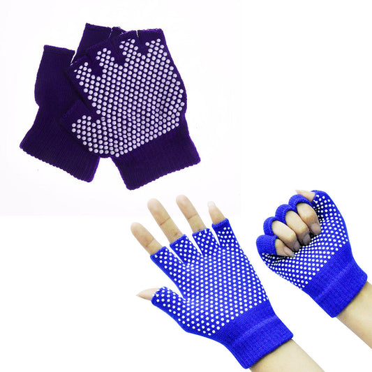Two Pairs of Unisex Yoga Pilates Finger Exercise Grip Gloves-Blue and Purple