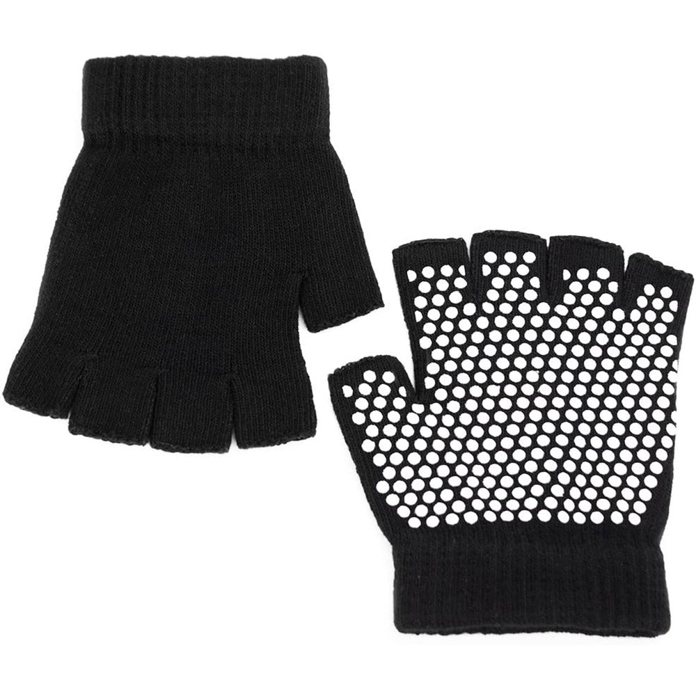 Two Pairs of Unisex Yoga Pilates Finger Exercise Grip Gloves-Black and Purple