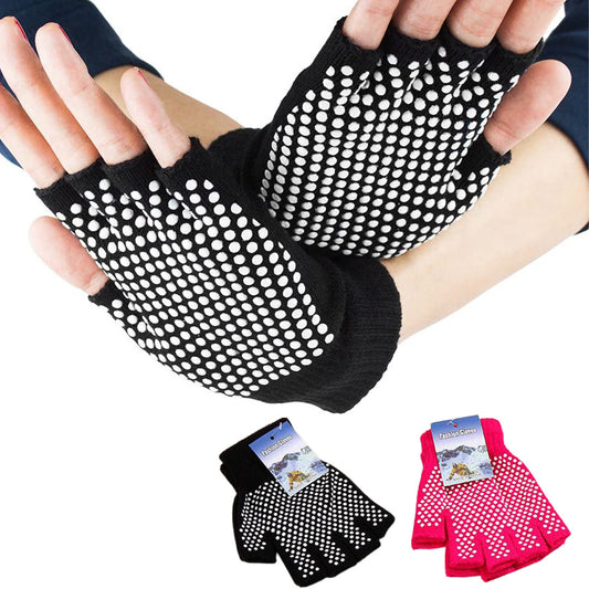 Two Pairs of Unisex Yoga Pilates Finger Exercise Grip Gloves-Black and Blue