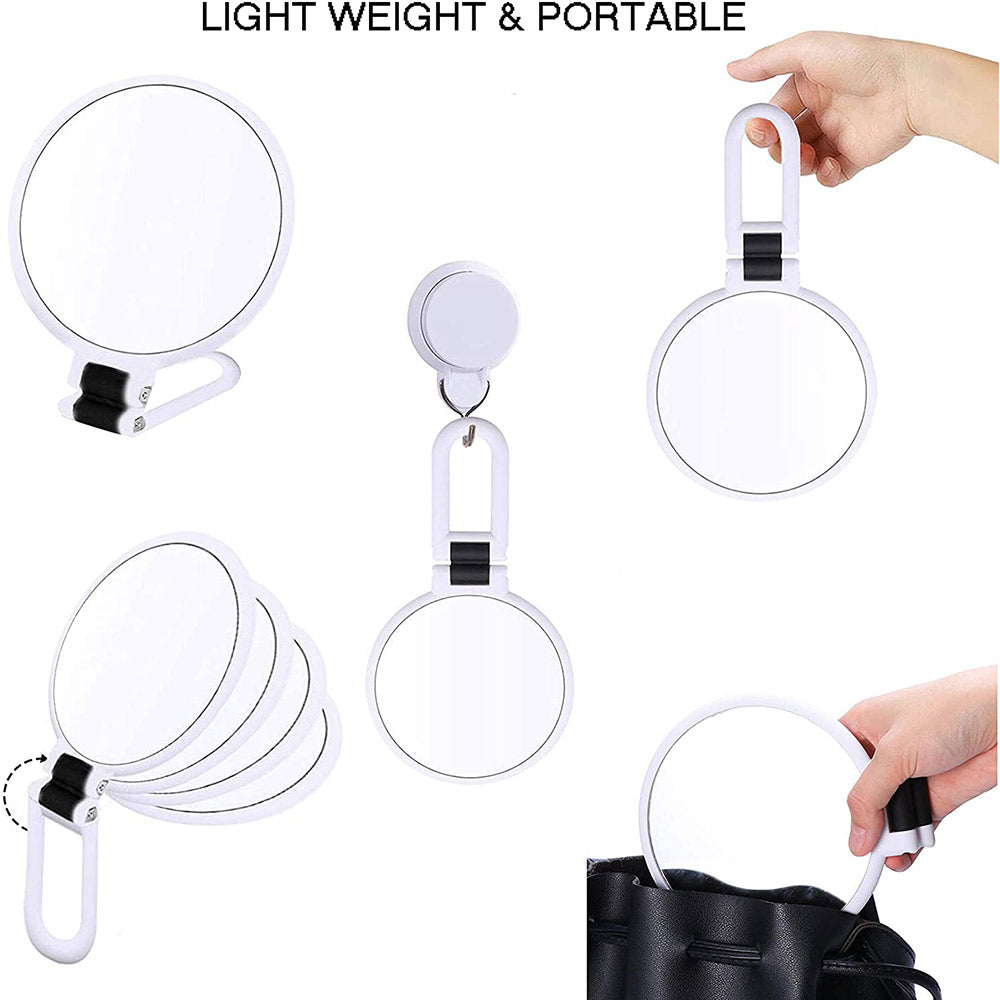Makeup Double-Sided 5x 1x Magnifying Handheld Mirror - White