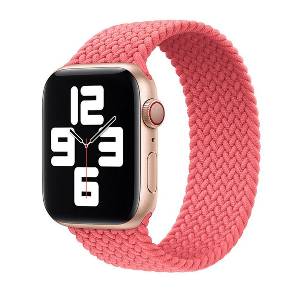2 X 160mm Nylon Braided Watch Band Solo Loop Strap for iwatch Compatible with Apple Watch 42mm 44mm Green Pink