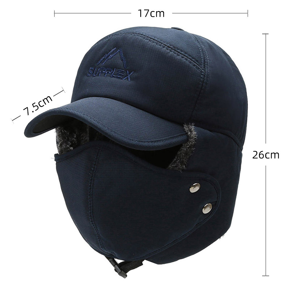 Outdoor Ski Fleece Hat Warmer with Face Mask-Navy