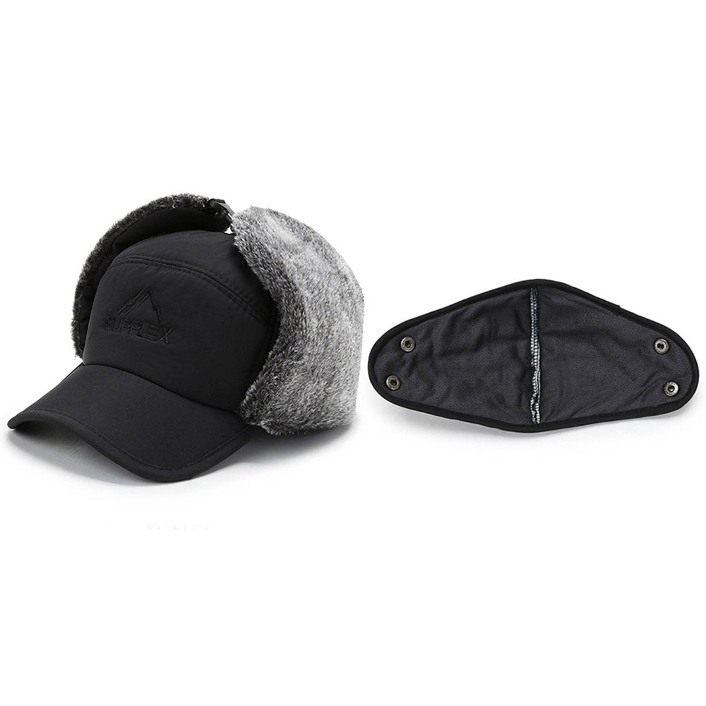 2 X Ski Fleece Hat Warmer with Face Cover Black Blue