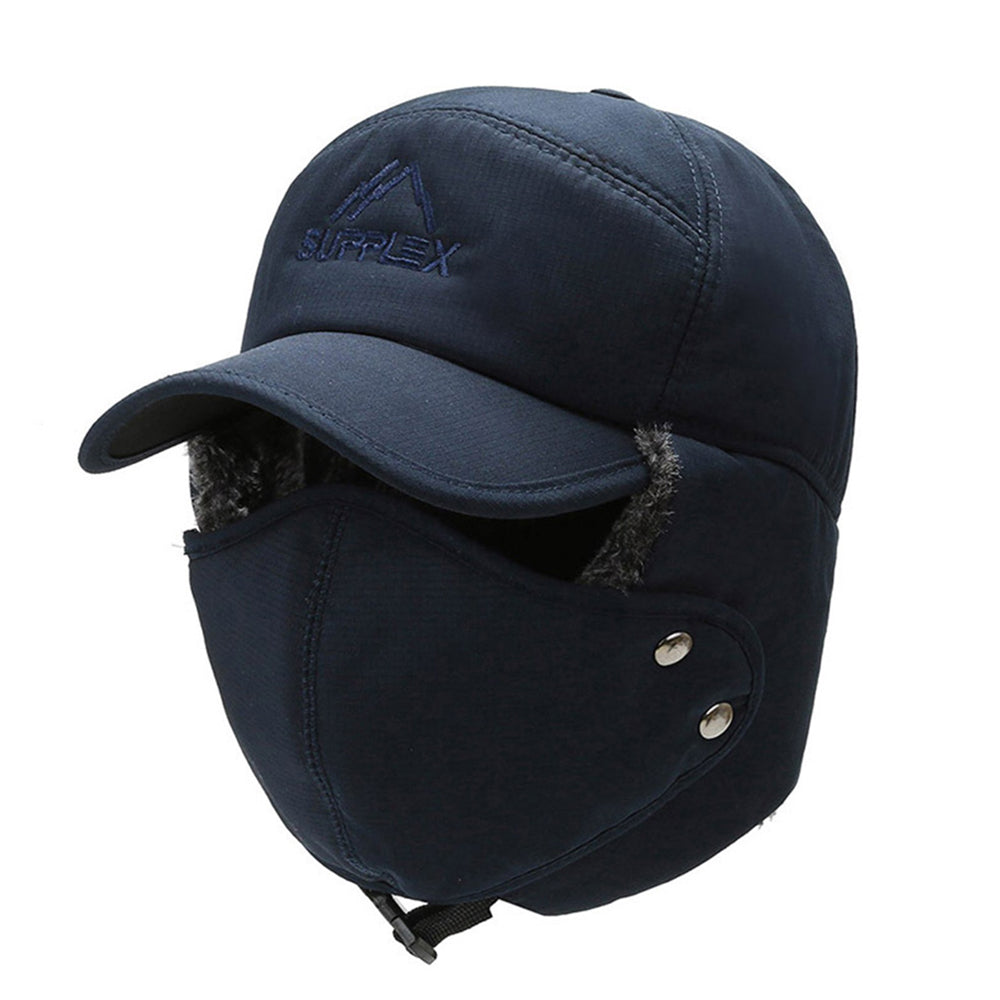 2 X Ski Fleece Hat Warmer with Face Cover Black Blue