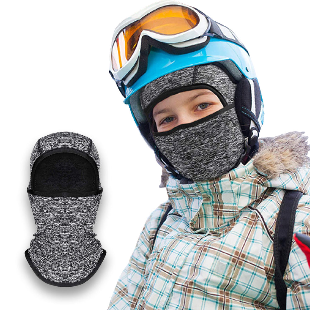 Outdoor Kids Ski Hat with Face Mask-Light grey
