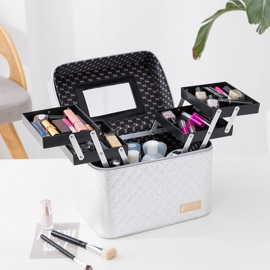 PU Leather Makeup Case-Silver