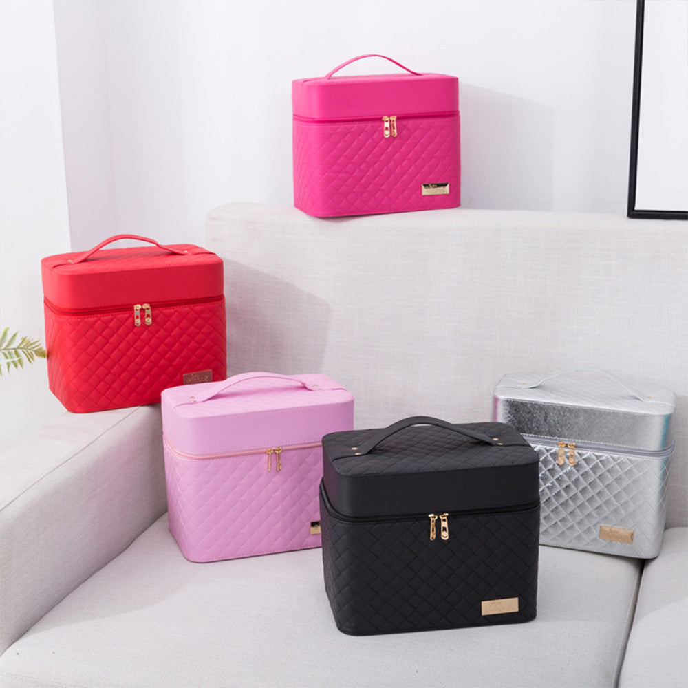 PU Leather Makeup Case-Silver