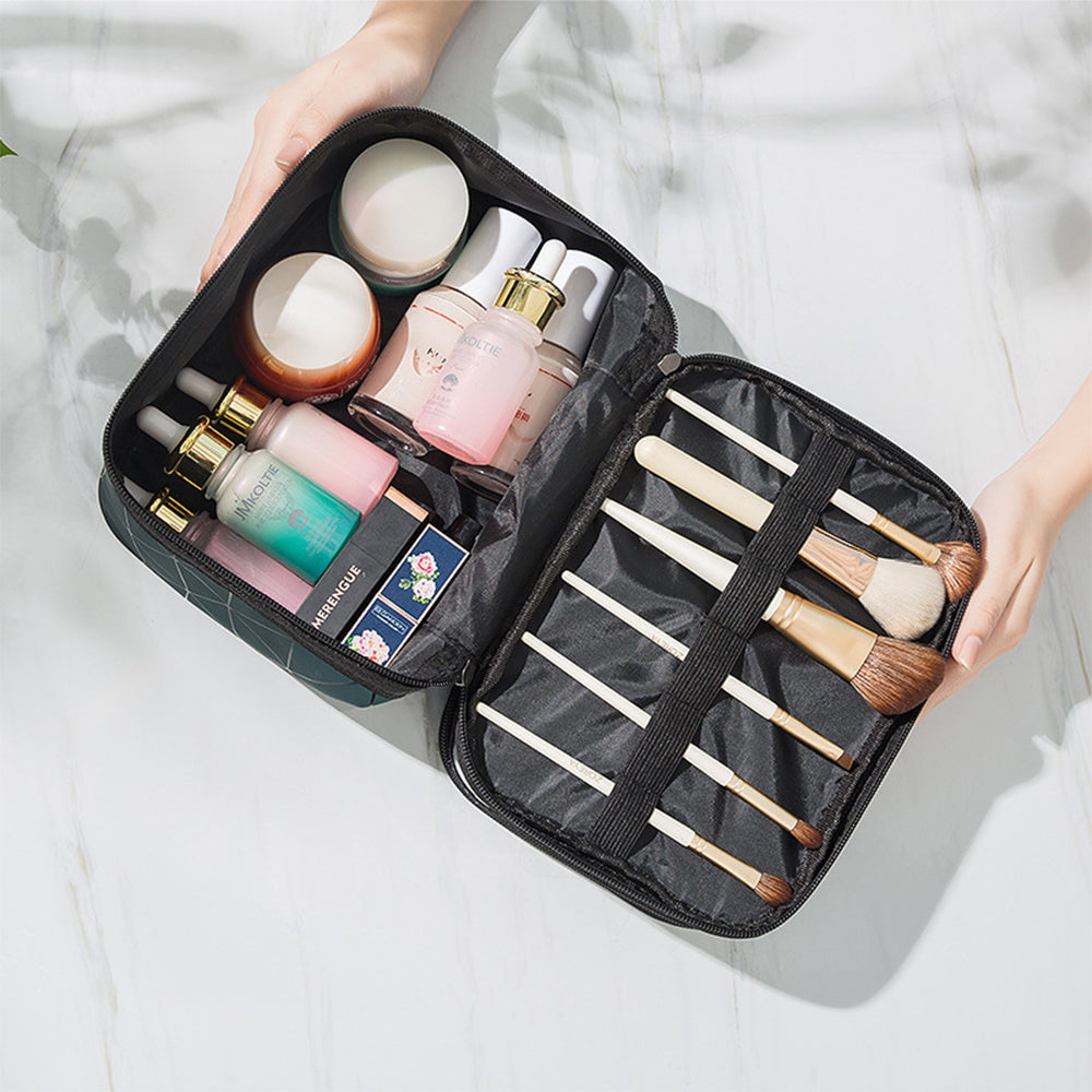 2 X Black and Blue 2 Layers Makeup Bags Travel Cosmetic Storage Bags
