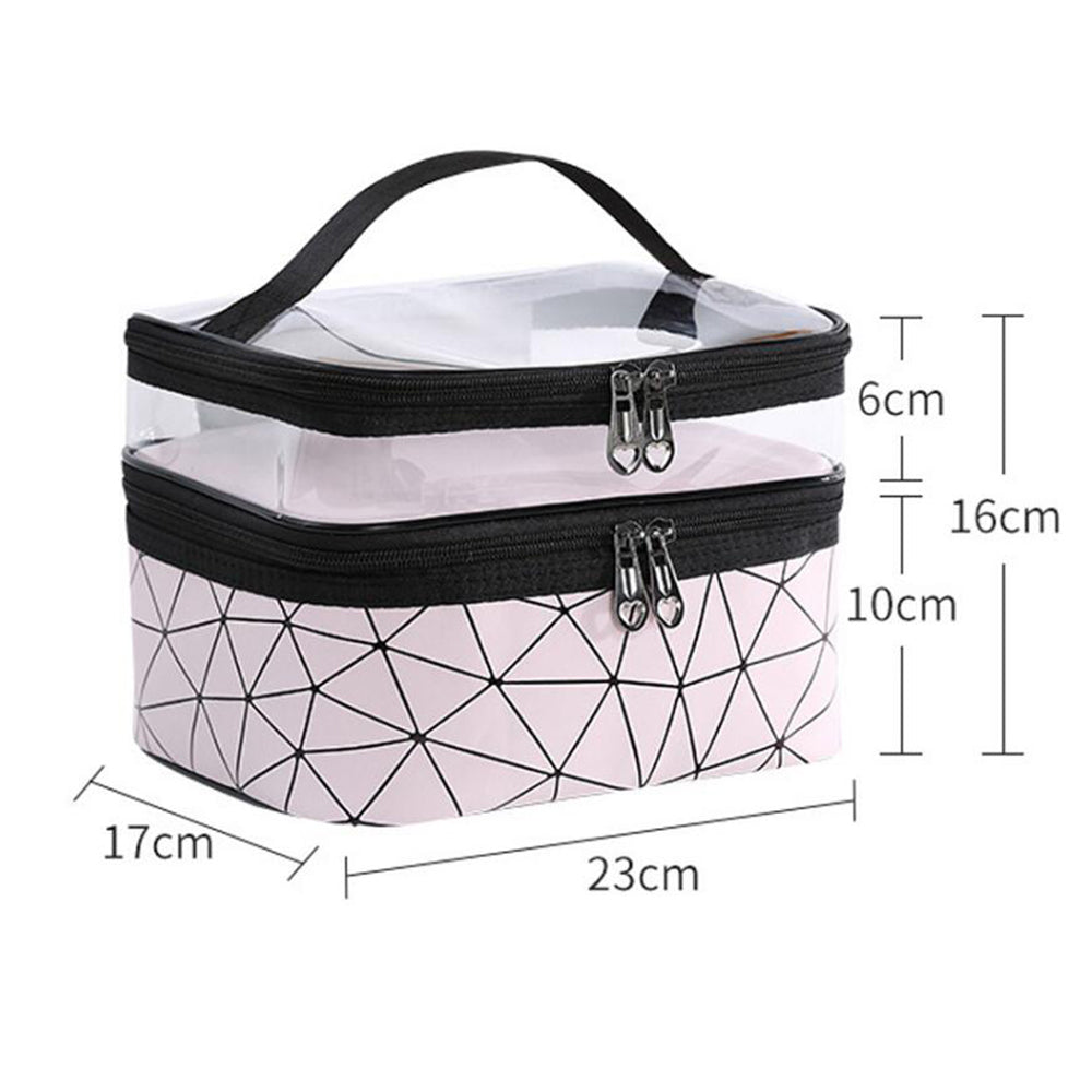 1 X Pink 2 Layers Makeup Bag Travel Cosmetic Storage Bag