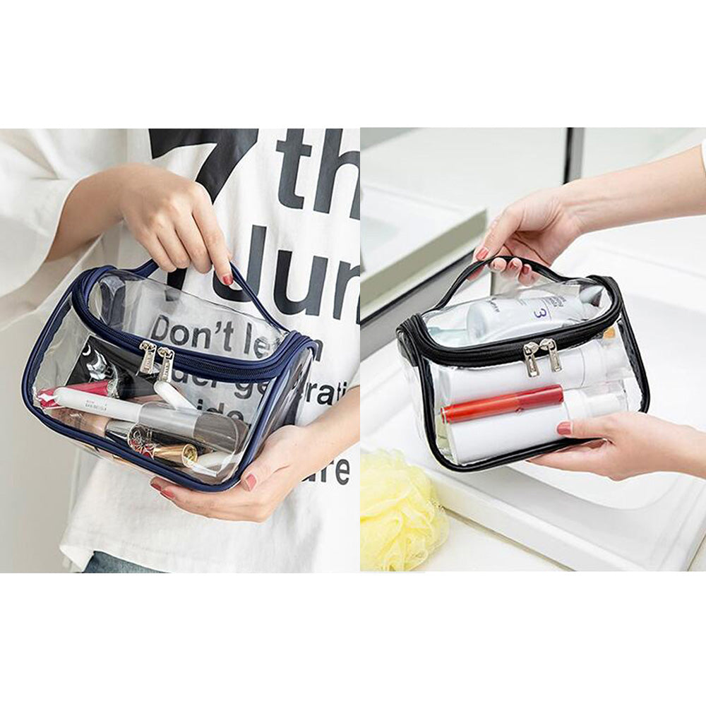 2X Black Blue Transparen Travel Clear Cosmetic Bag Makeup Brushes Storage Bag