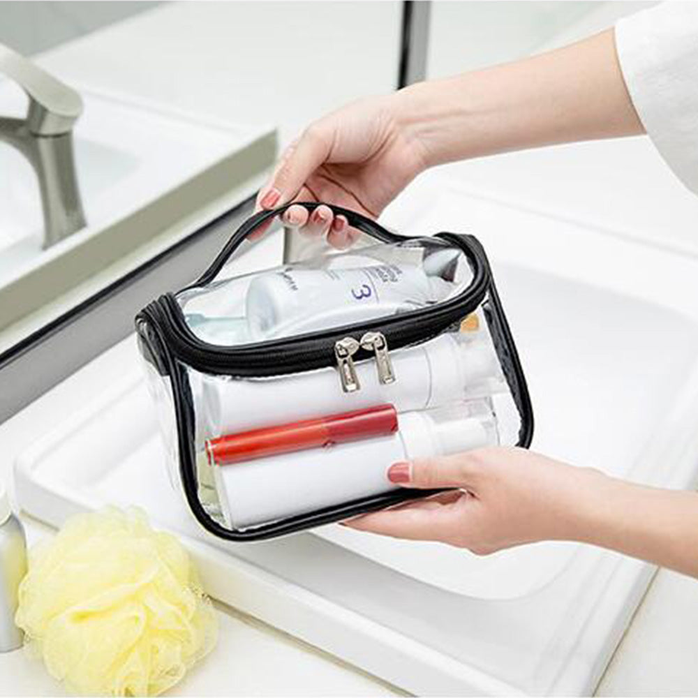 2X Black Blue Transparen Travel Clear Cosmetic Bag Makeup Brushes Storage Bag