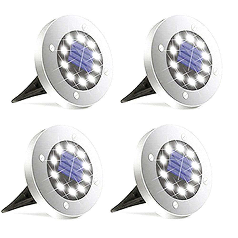 4Pcs 10LEDs Solar Ground Lights Garden Yard Decor White Lights